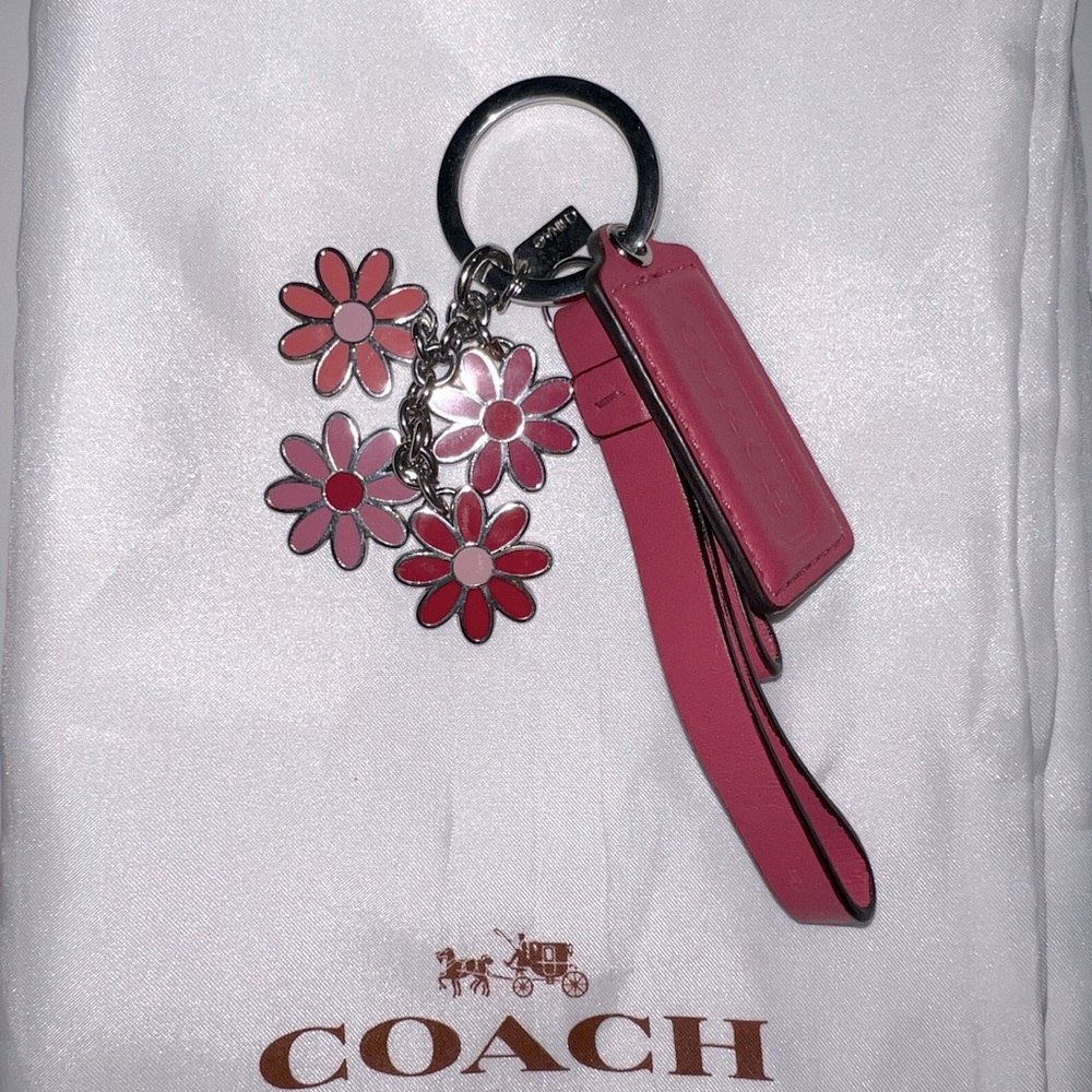 Coach Pink Flower Bag Charm Keychain